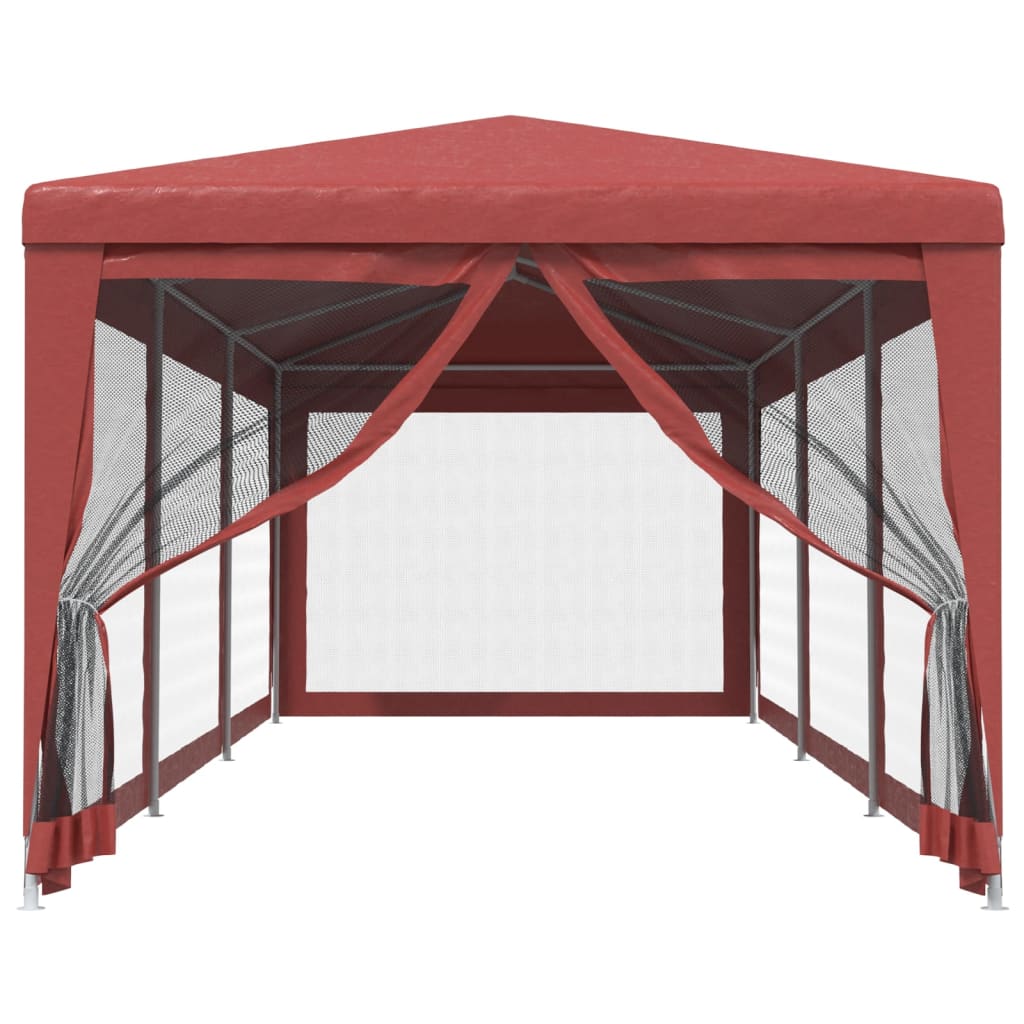 Tenda p/ festas c/ 8 paredes laterais rede 3x9 m PEAD vermelho
