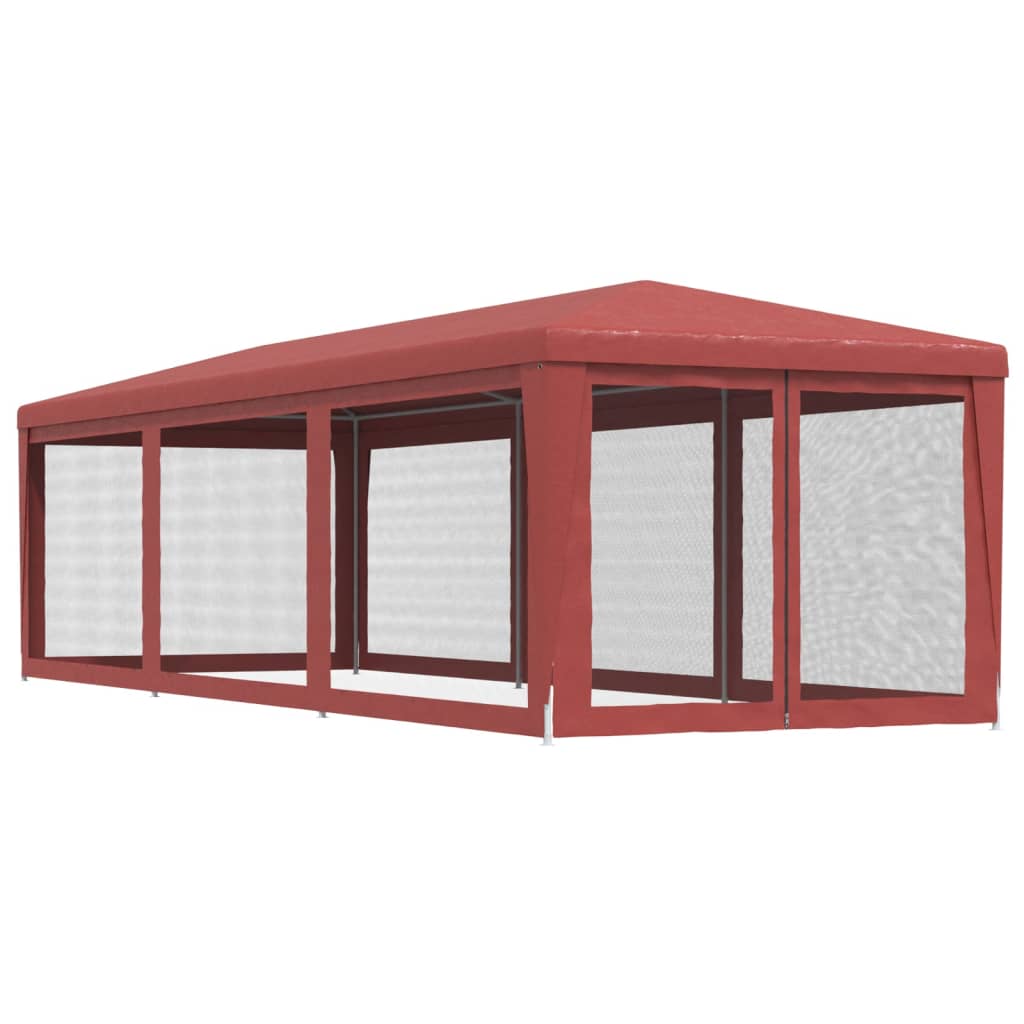 Tenda p/ festas c/ 8 paredes laterais rede 3x9 m PEAD vermelho