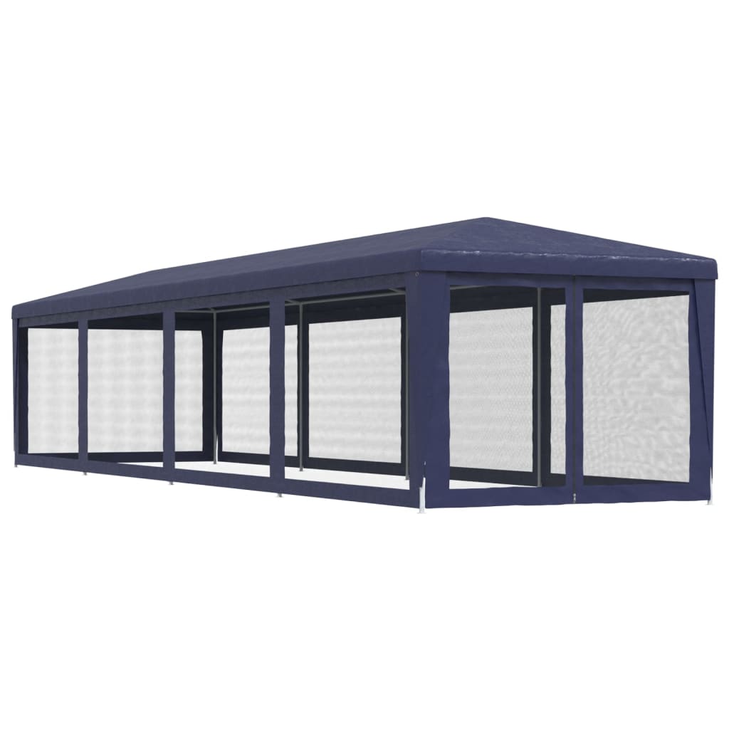 Tenda p/ festas c/ 10 paredes laterais em rede 3x12 m PEAD azul