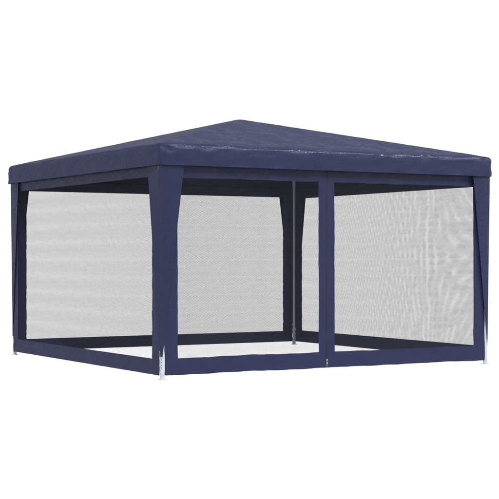 Tenda para festas c/ 4 paredes laterais em rede 4x4 m PEAD azul
