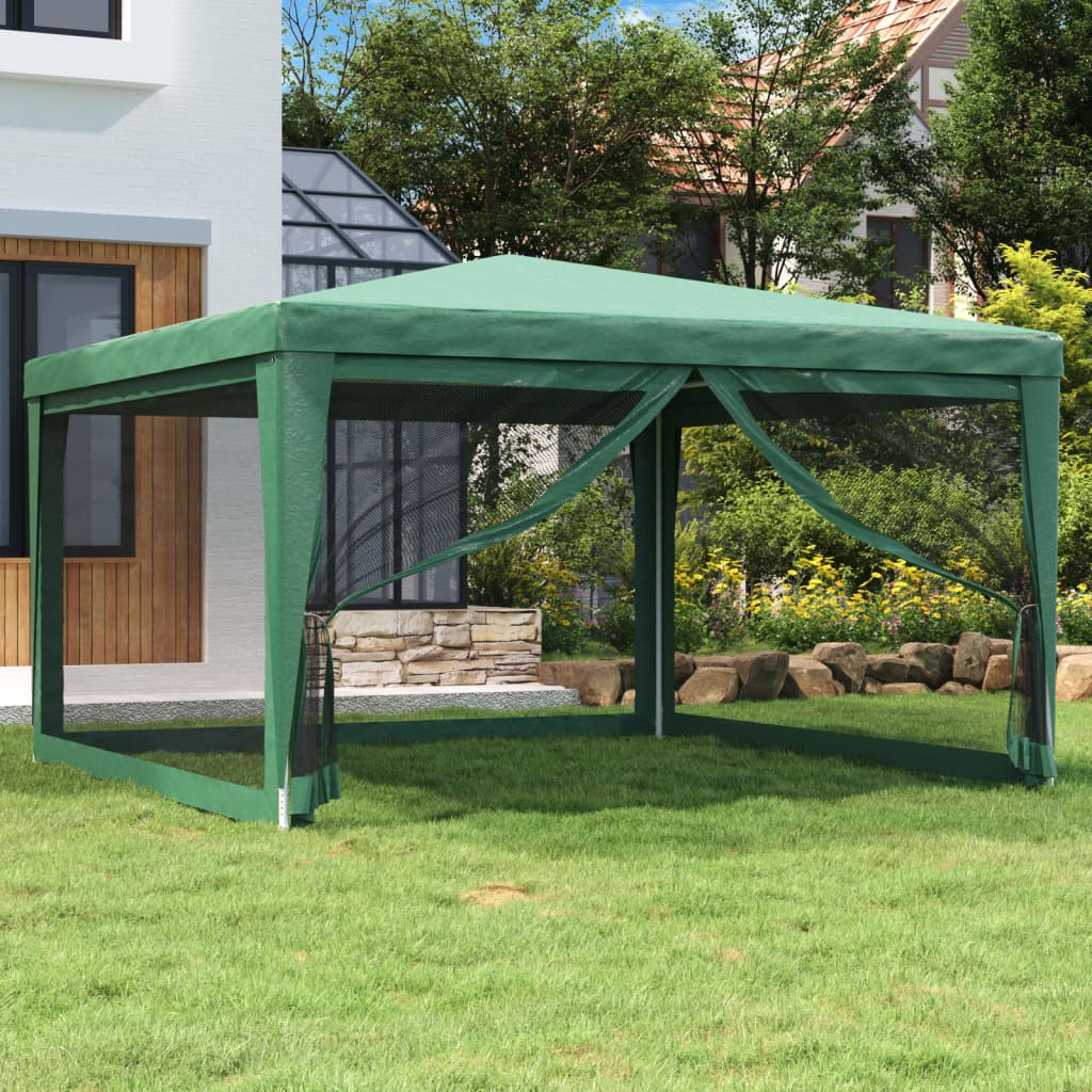 Tenda p/ festas c/ 4 paredes laterais em rede 4x4 m PEAD verde