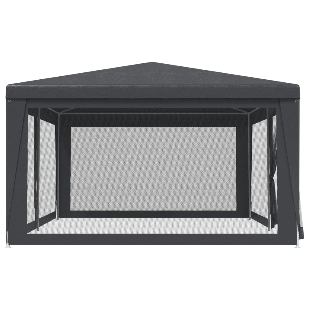 Tenda festas c/ 6 paredes laterais em rede 6x4 m PEAD antracite