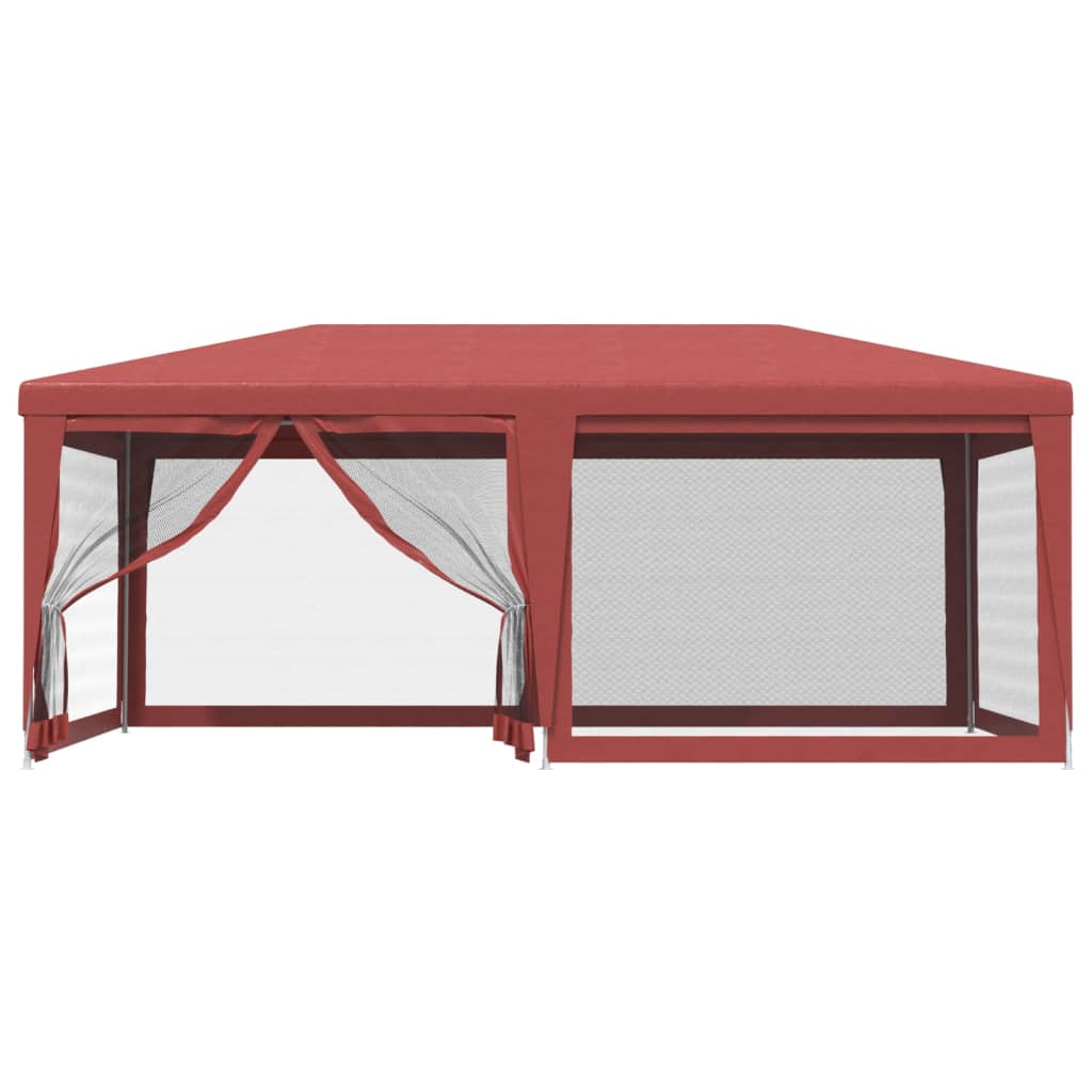 Tenda p/ festas c/ 6 paredes laterais rede 6x4 m PEAD vermelho