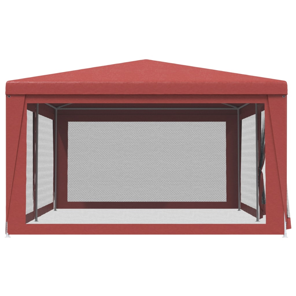Tenda p/ festas c/ 6 paredes laterais rede 6x4 m PEAD vermelho