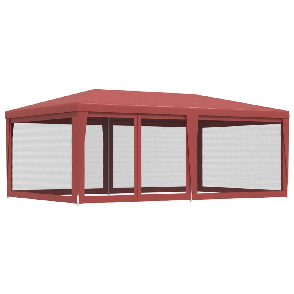 Tenda p/ festas c/ 6 paredes laterais rede 6x4 m PEAD vermelho