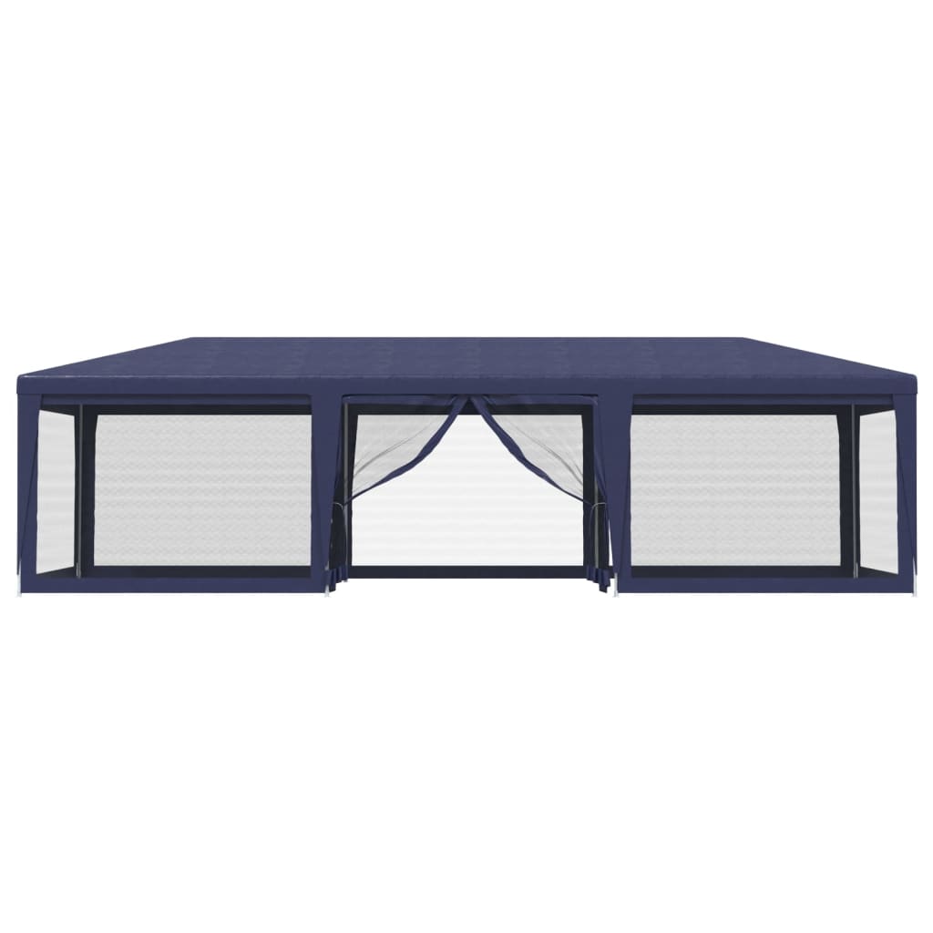 Tenda para festas c/ 8 paredes laterais em rede 9x4 m PEAD azul
