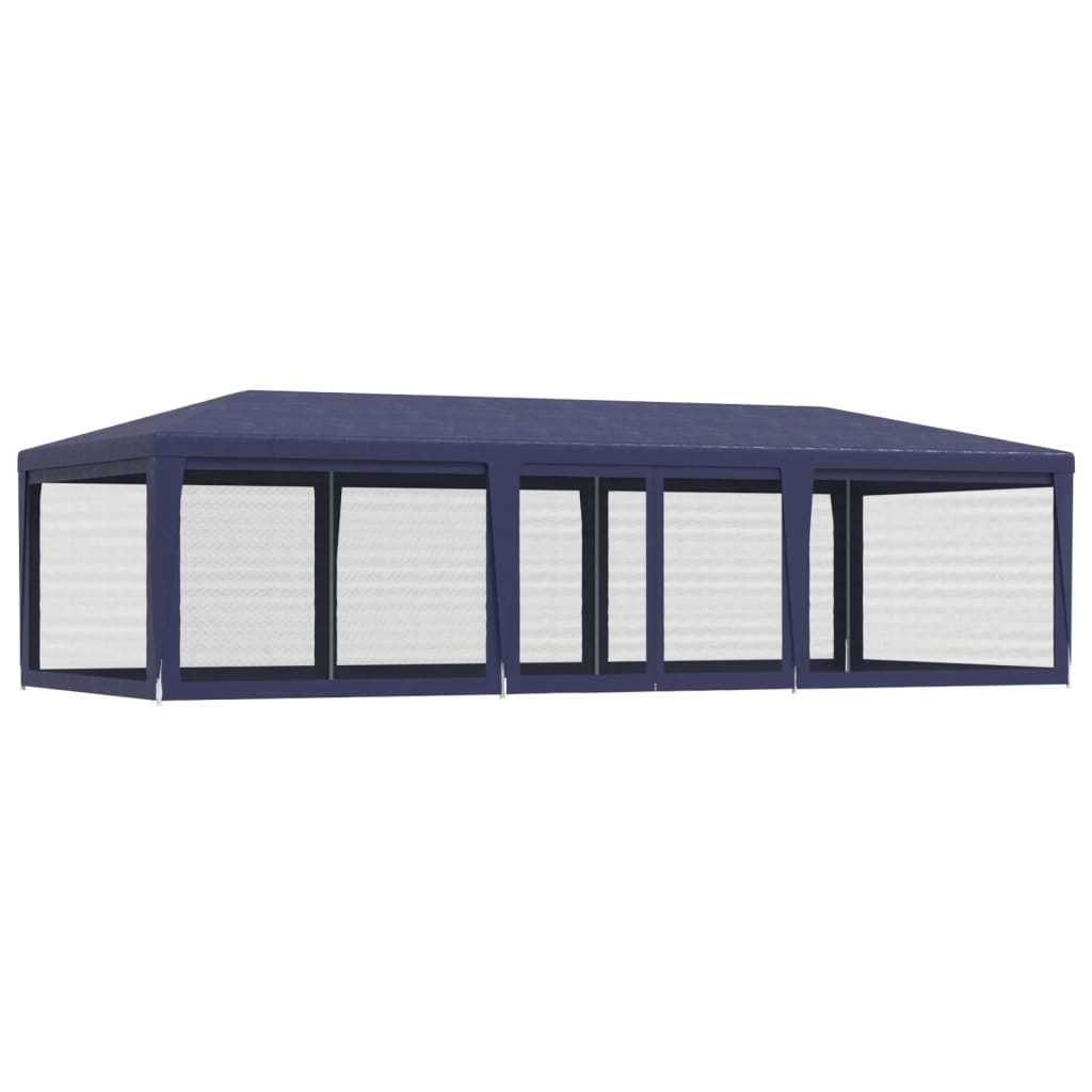Tenda para festas c/ 8 paredes laterais em rede 9x4 m PEAD azul