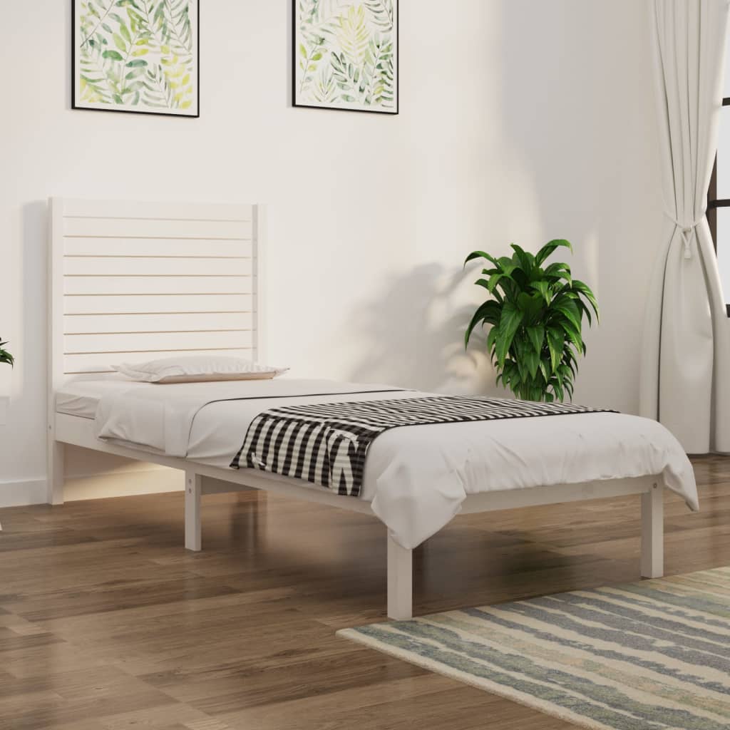 Estrutura cama pequena solteiro 75x190 cm madeira maciça branco