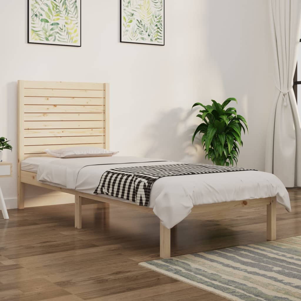 Estrutura de cama solteiro 90x190 cm madeira maciça branco