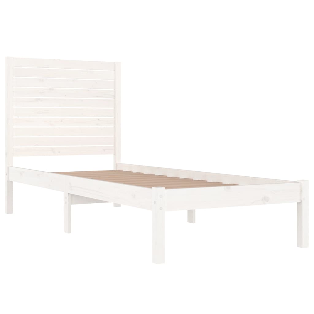 Estrutura de cama solteiro 90x190 cm madeira maciça branco