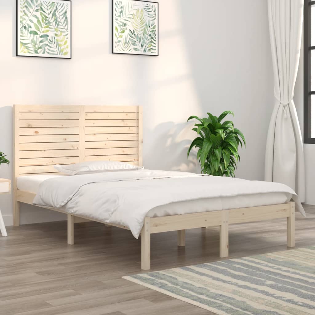Estrutura de cama casal 135x190 cm madeira maciça branco
