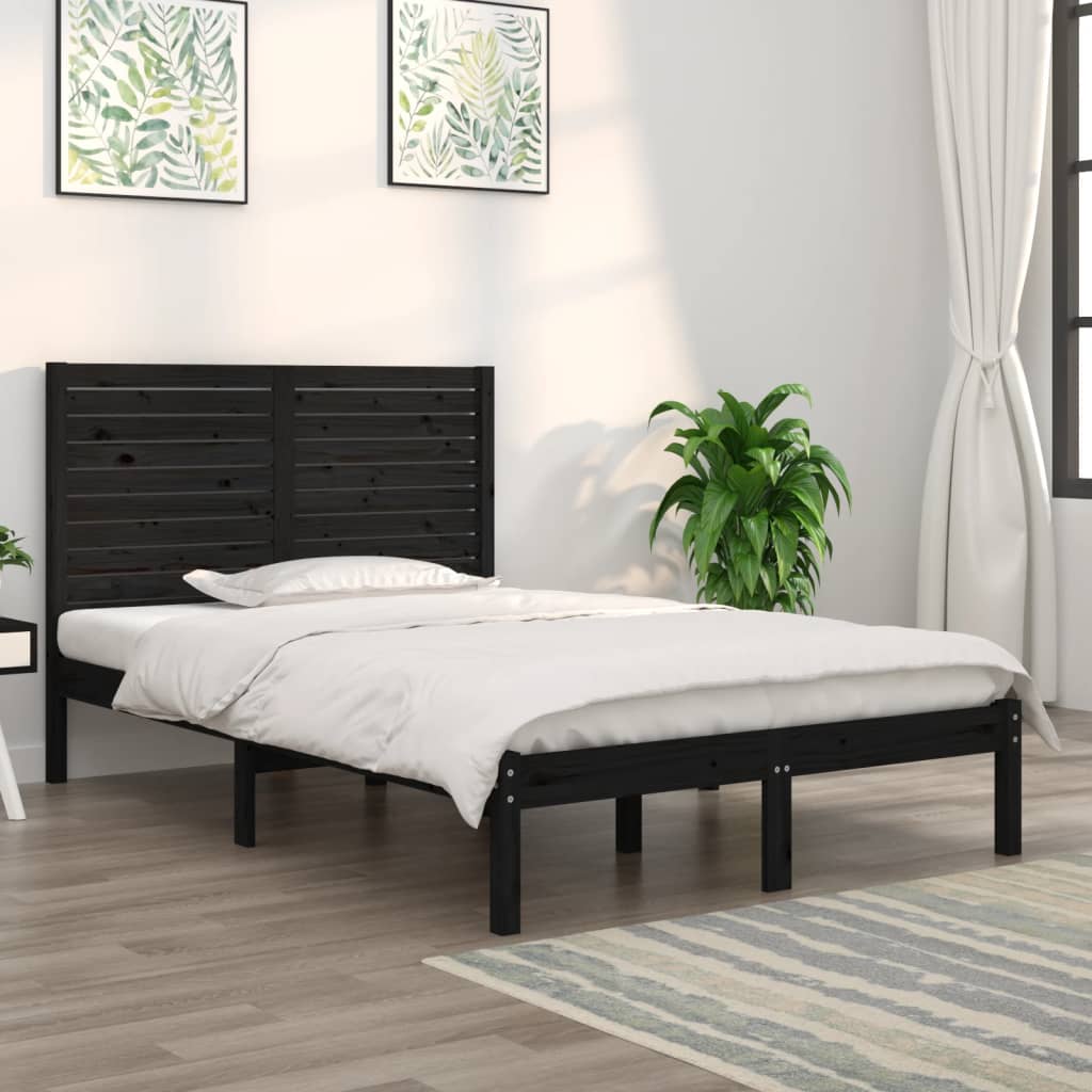 Estrutura de cama casal 135x190 cm madeira maciça branco