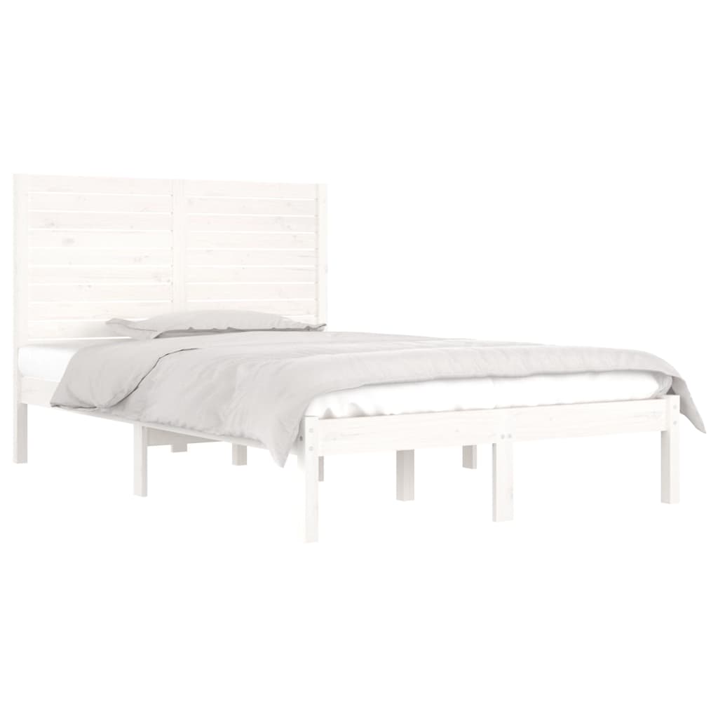 Estrutura de cama 140x190 cm madeira maciça branco