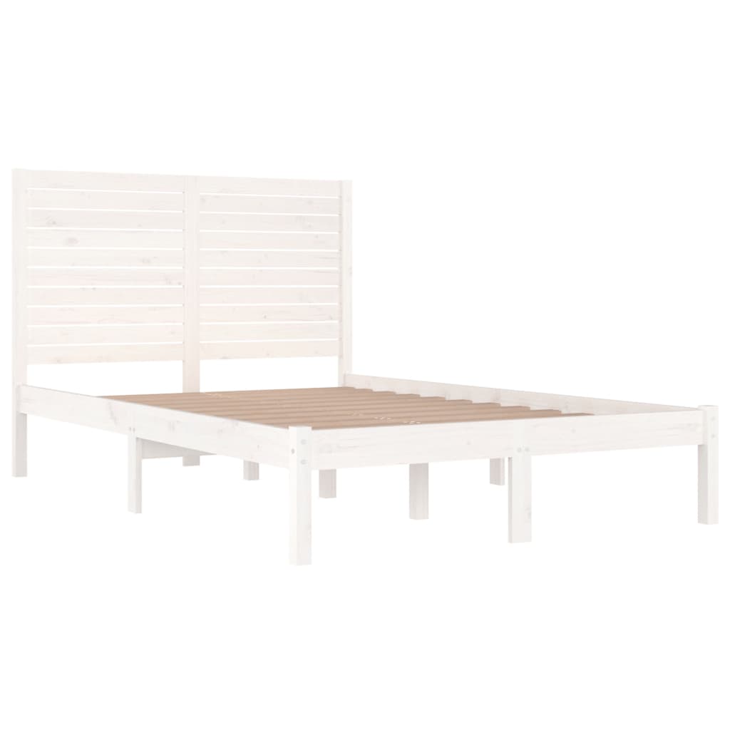 Estrutura de cama 140x190 cm madeira maciça branco
