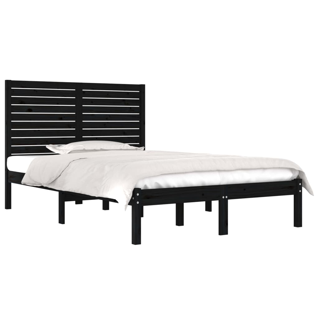Estrutura de cama 140x190 cm madeira maciça branco