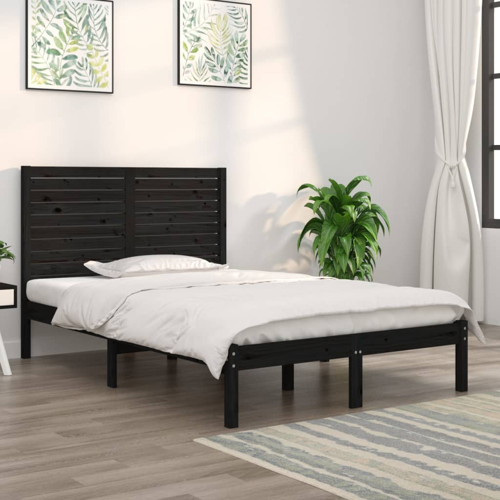 Estrutura de cama 140x190 cm madeira maciça branco