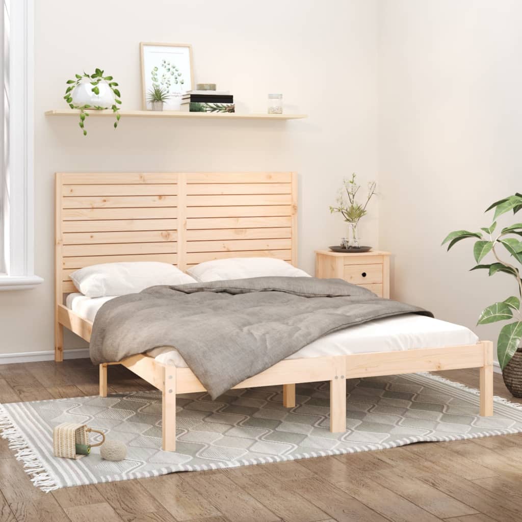 Estrutura de cama 160x200 cm madeira maciça branco