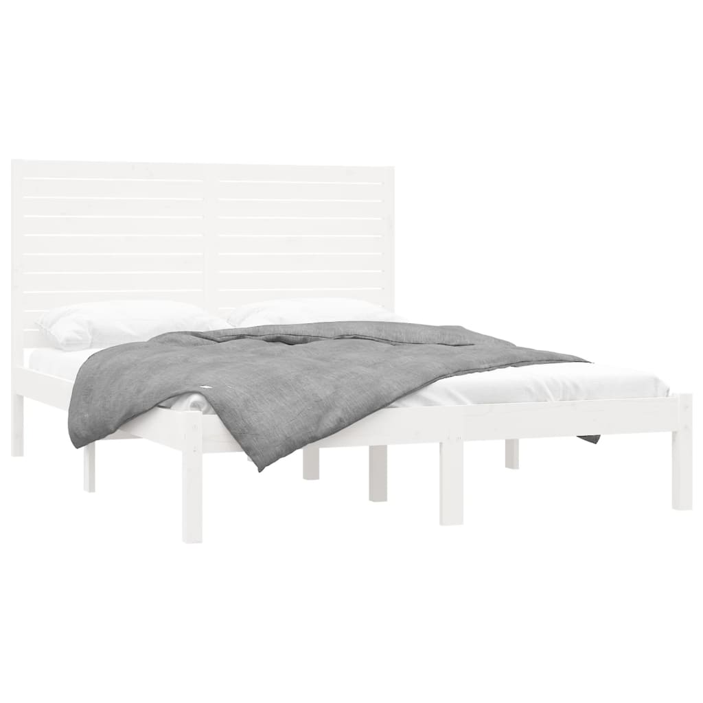 Estrutura de cama 160x200 cm madeira maciça branco