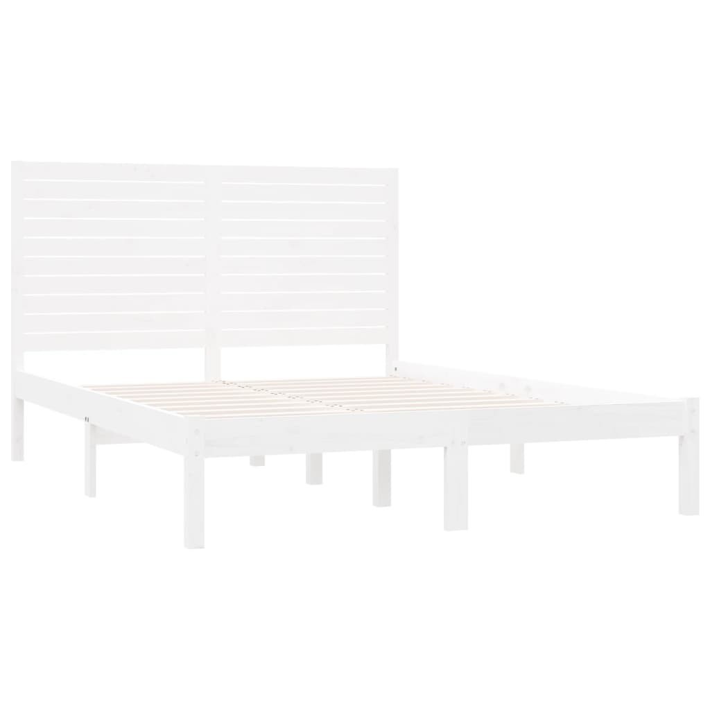 Estrutura de cama 160x200 cm madeira maciça branco
