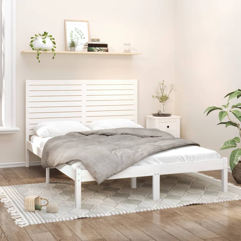 Estrutura de cama 160x200 cm madeira maciça branco