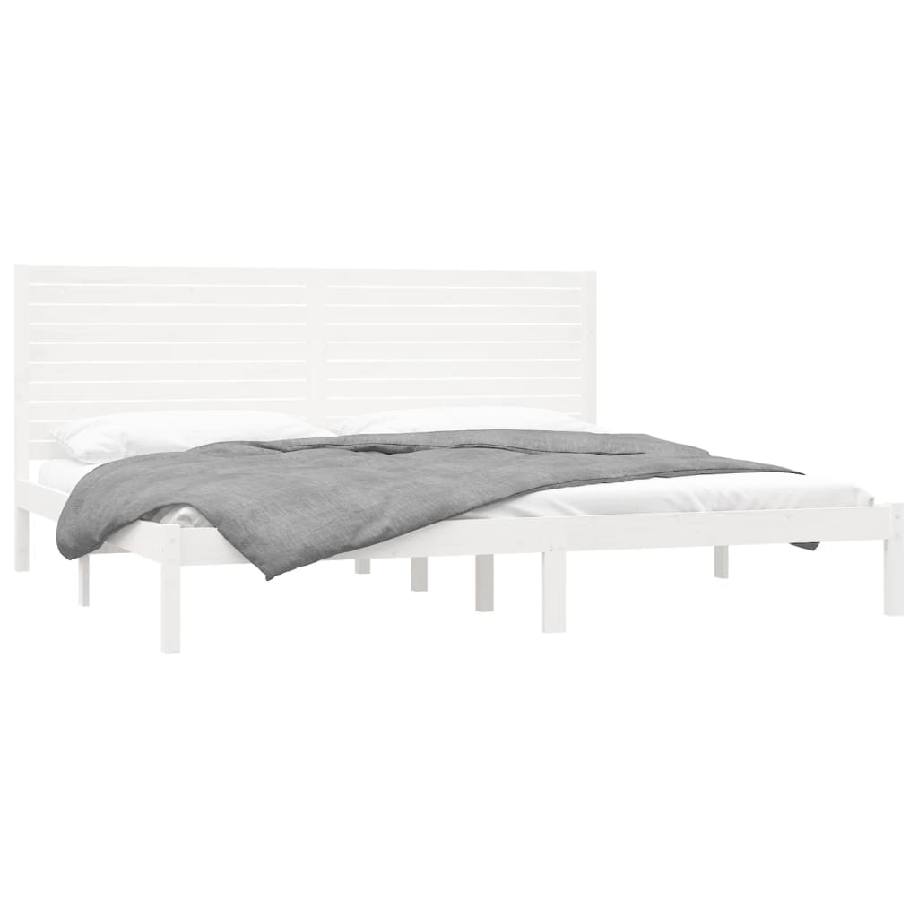 Estrutura de cama super king pinho maciço 180x200 cm branco