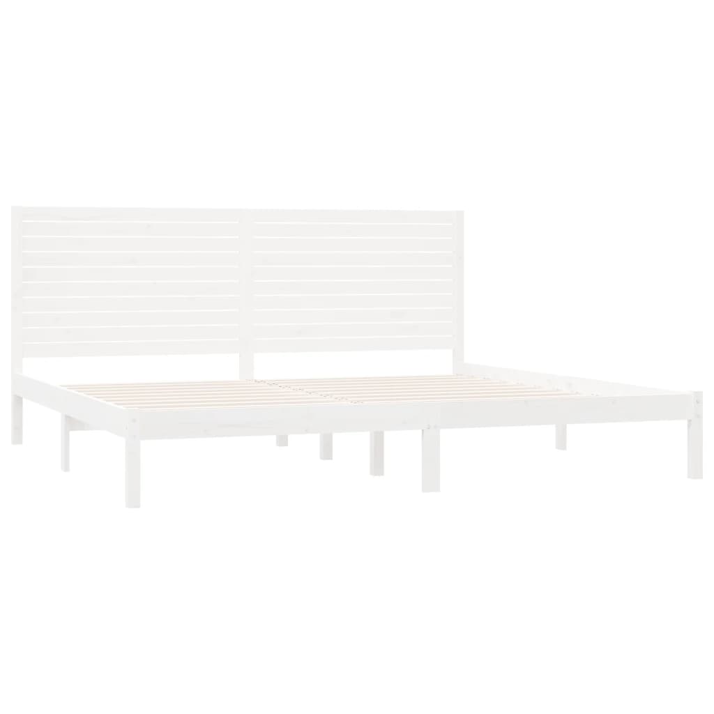 Estrutura de cama super king pinho maciço 180x200 cm branco