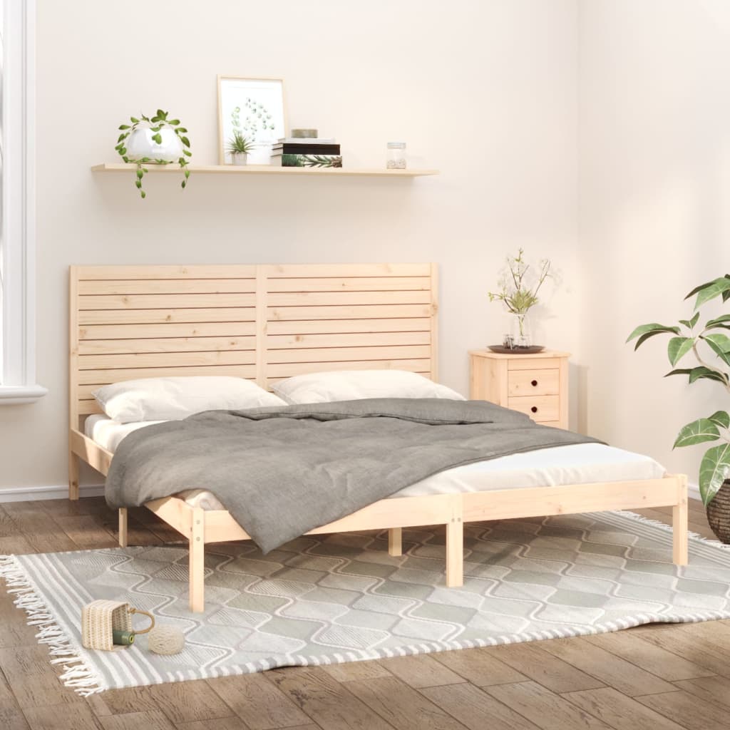 Estrutura de cama 200x200 cm madeira maciça branco