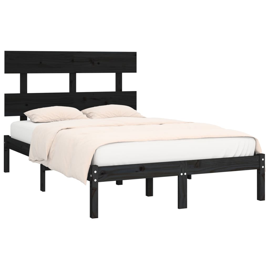 Estrutura de cama 140x190 cm madeira maciça branco