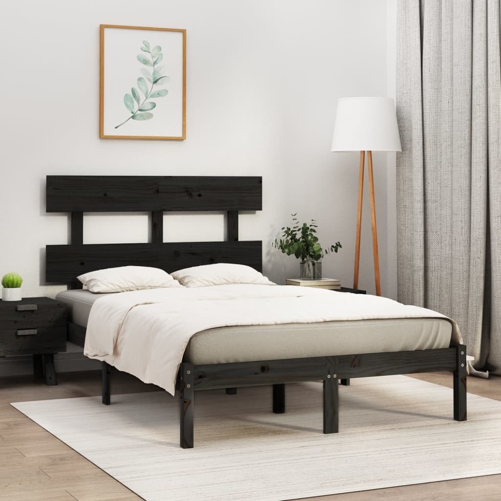 Estrutura de cama 140x190 cm madeira maciça branco