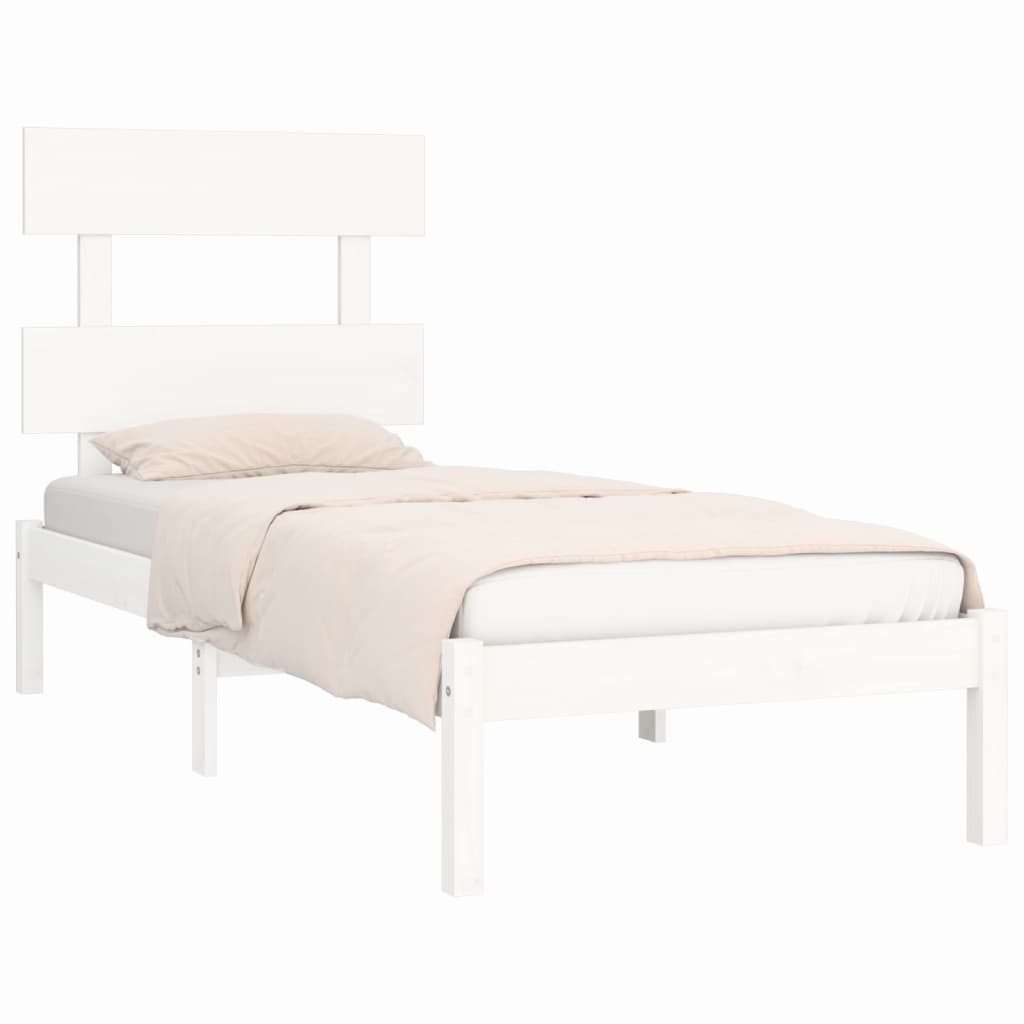 Estrutura de cama 100x200 cm madeira maciça branco