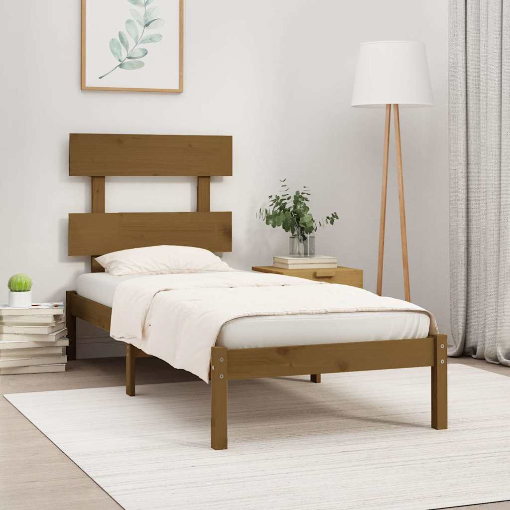 Estrutura de cama 100x200 cm madeira maciça branco