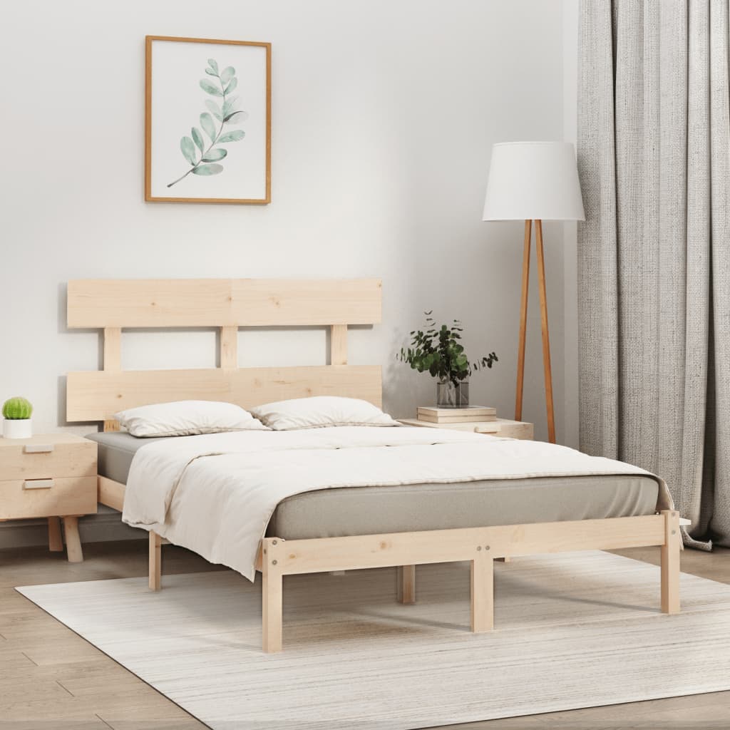 Estrutura de cama super king pinho maciço 180x200 cm branco