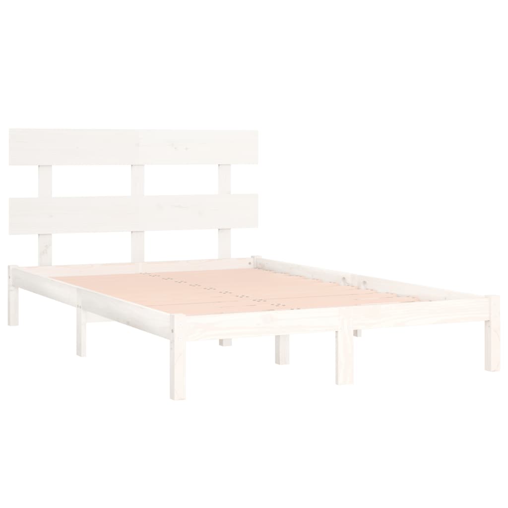 Estrutura de cama super king pinho maciço 180x200 cm branco