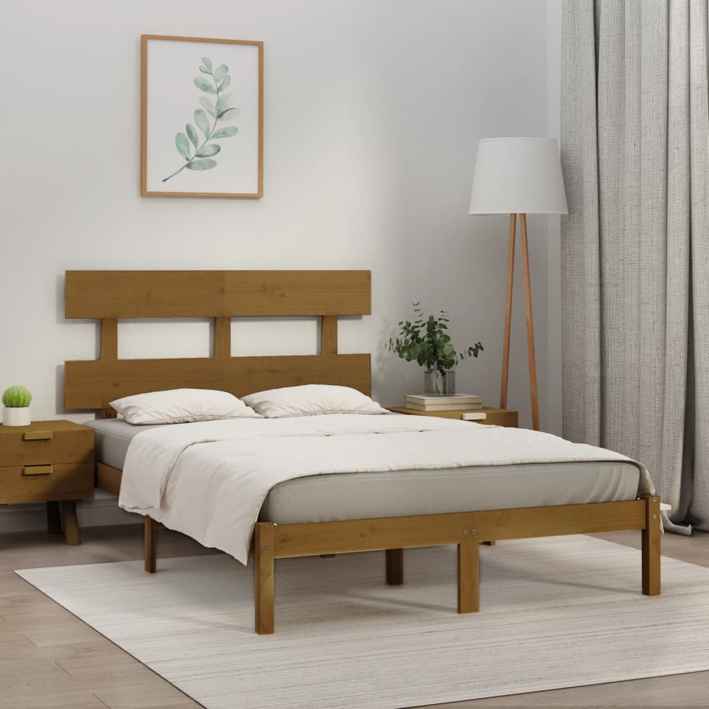 Estrutura de cama 200x200 cm madeira maciça branco