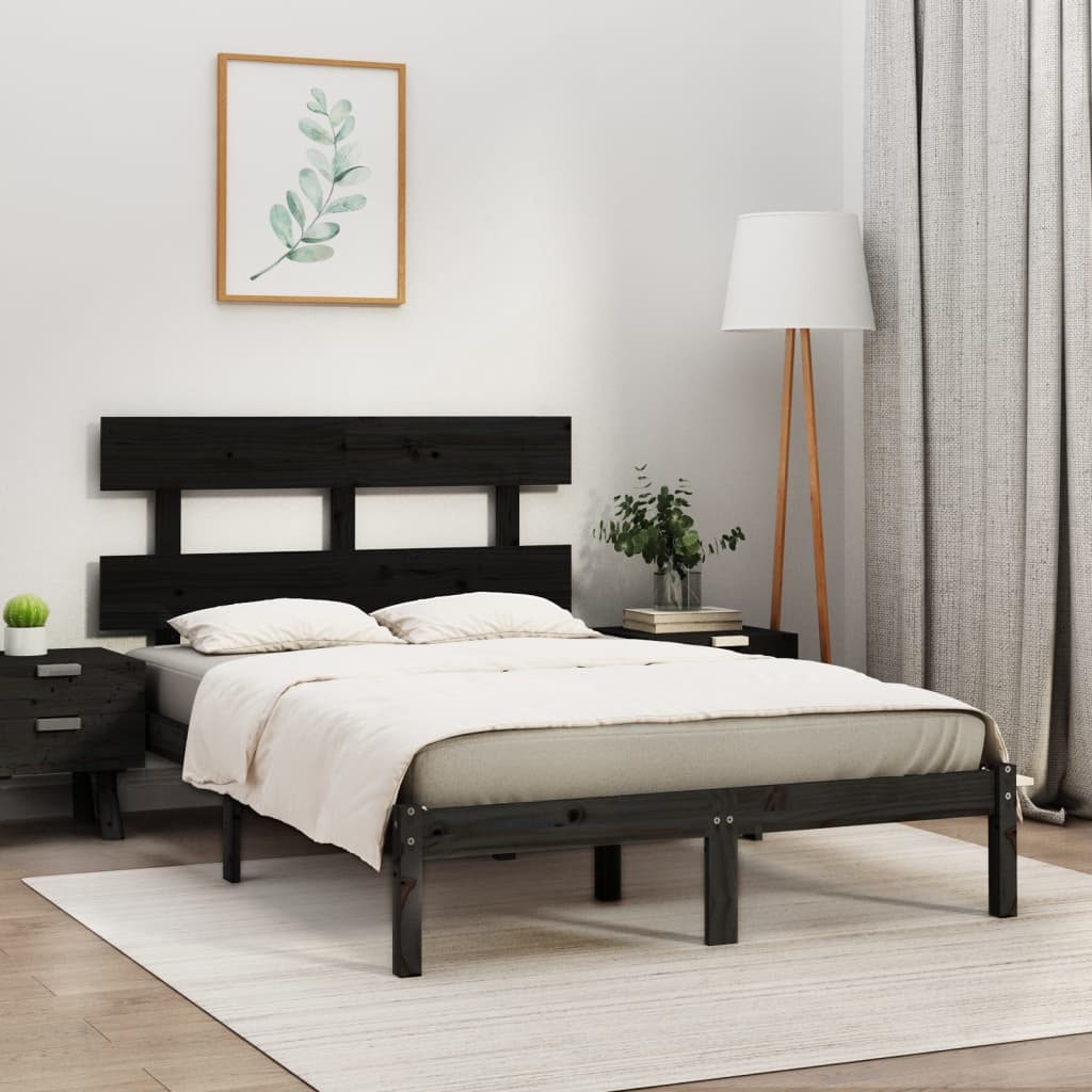 Estrutura de cama 200x200 cm madeira maciça branco