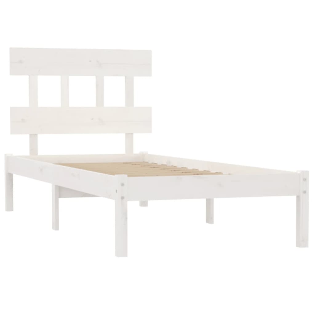 Estrutura de cama solteiro 90x190 cm madeira maciça branco