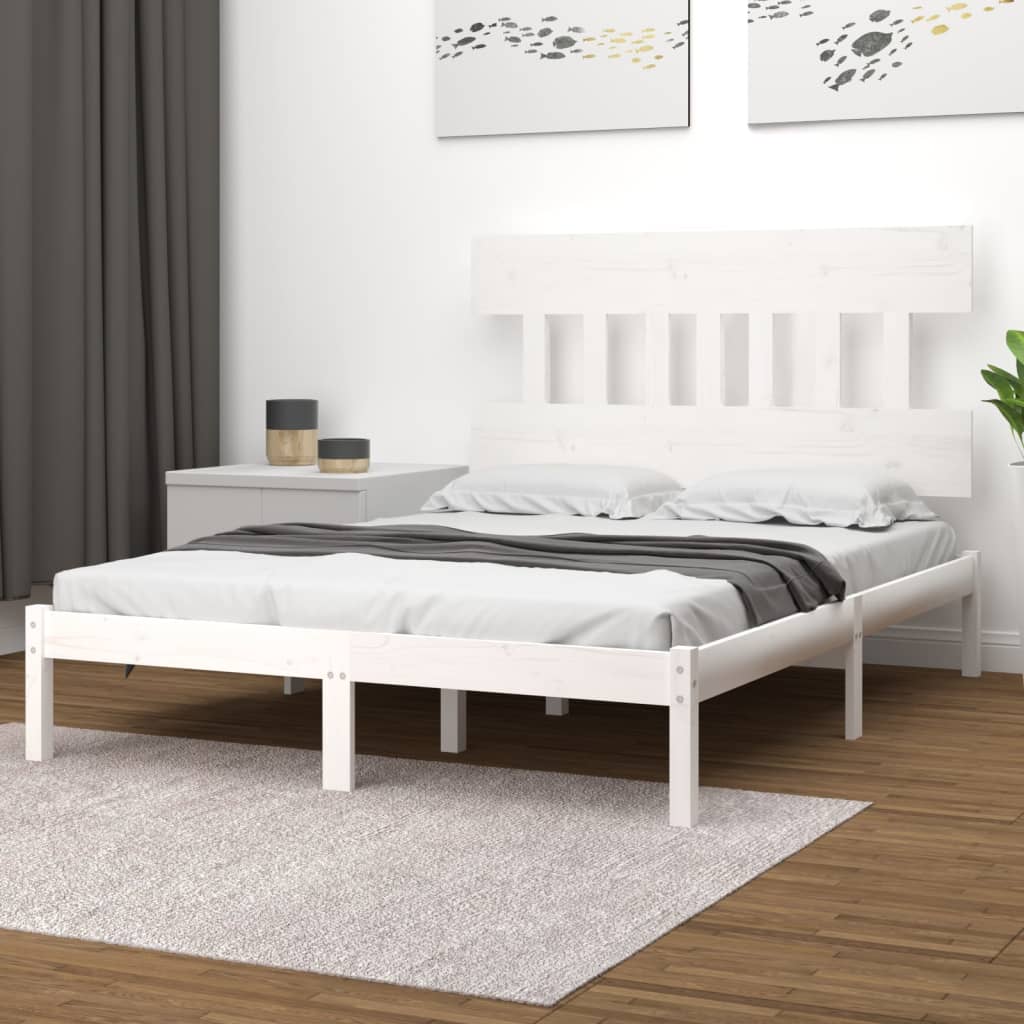Estrutura cama pequena casal 120x190 cm pinho maciço branco