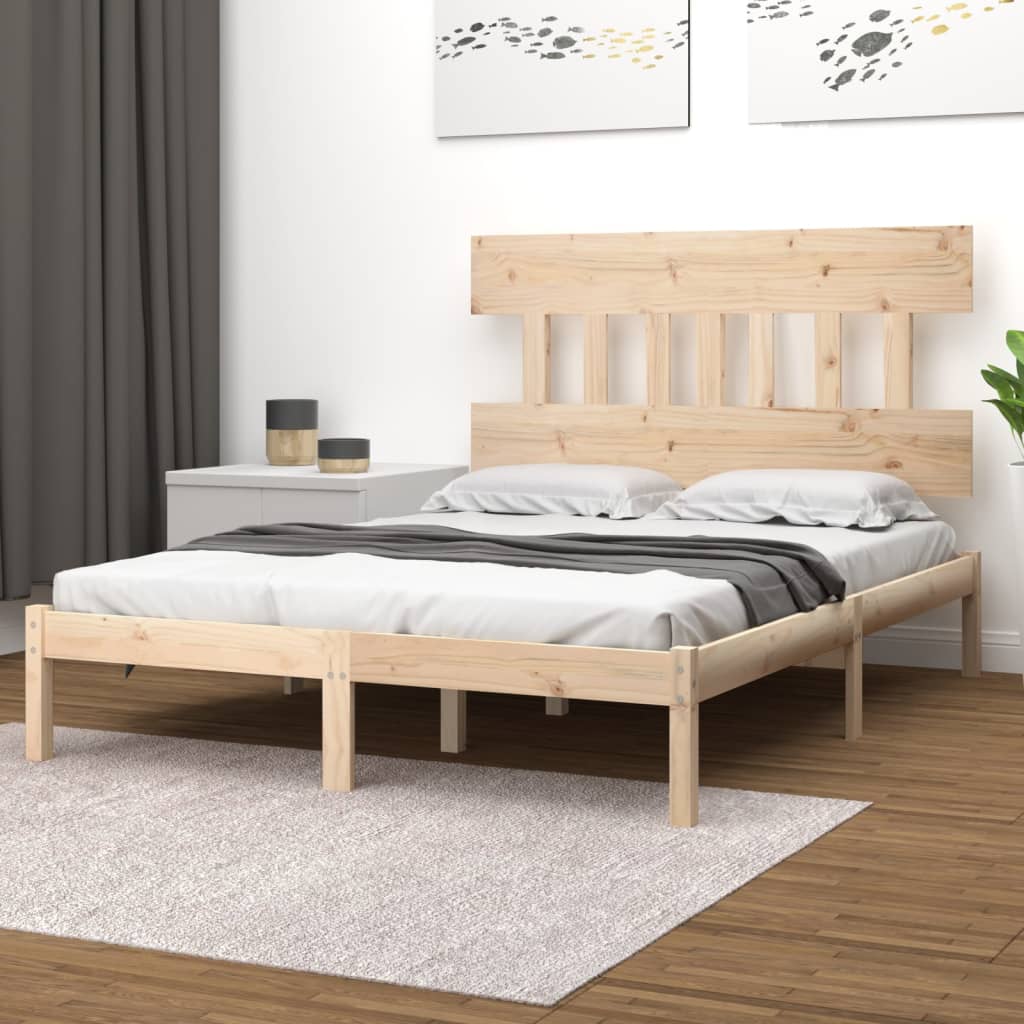 Estrutura de cama casal 135x190 cm madeira maciça