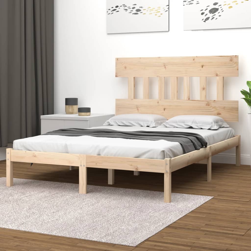 Estrutura de cama 140x190 cm madeira maciça branco