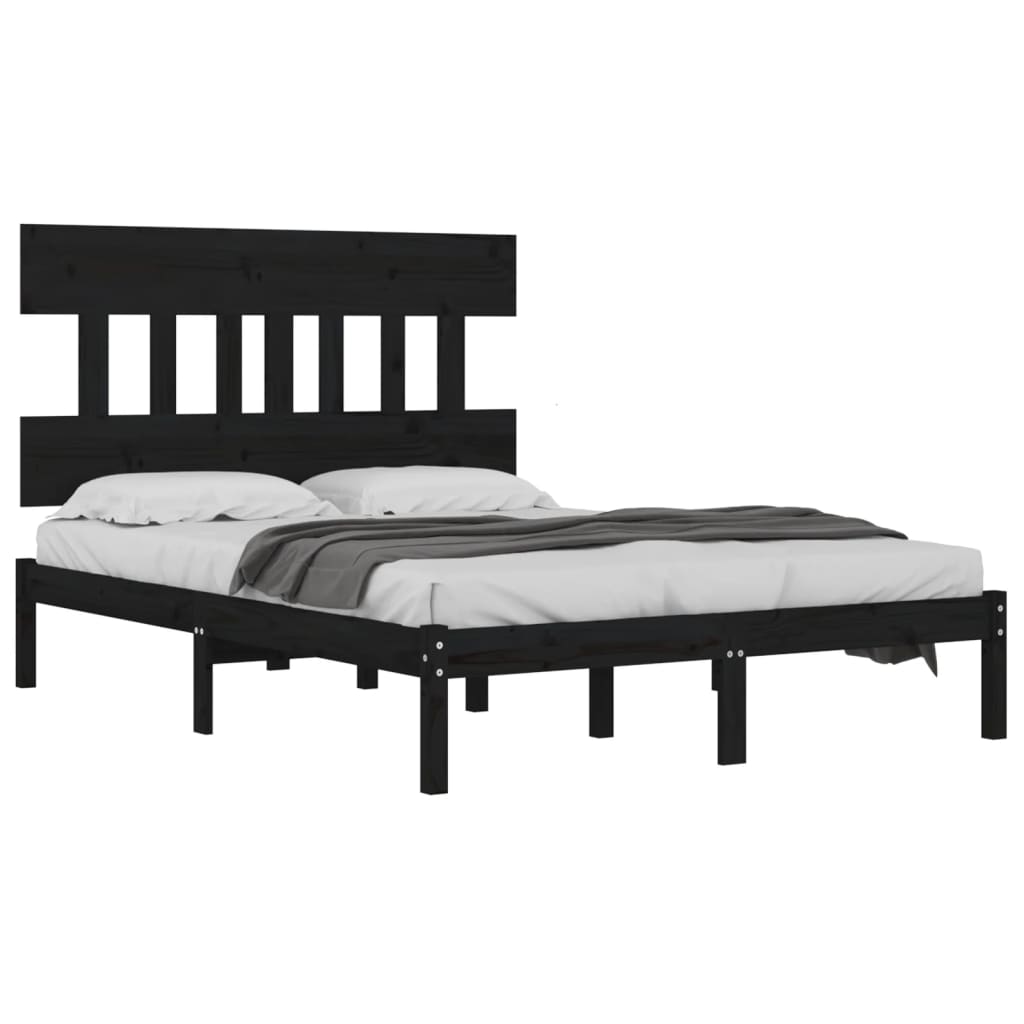 Estrutura de cama 140x190 cm madeira maciça branco