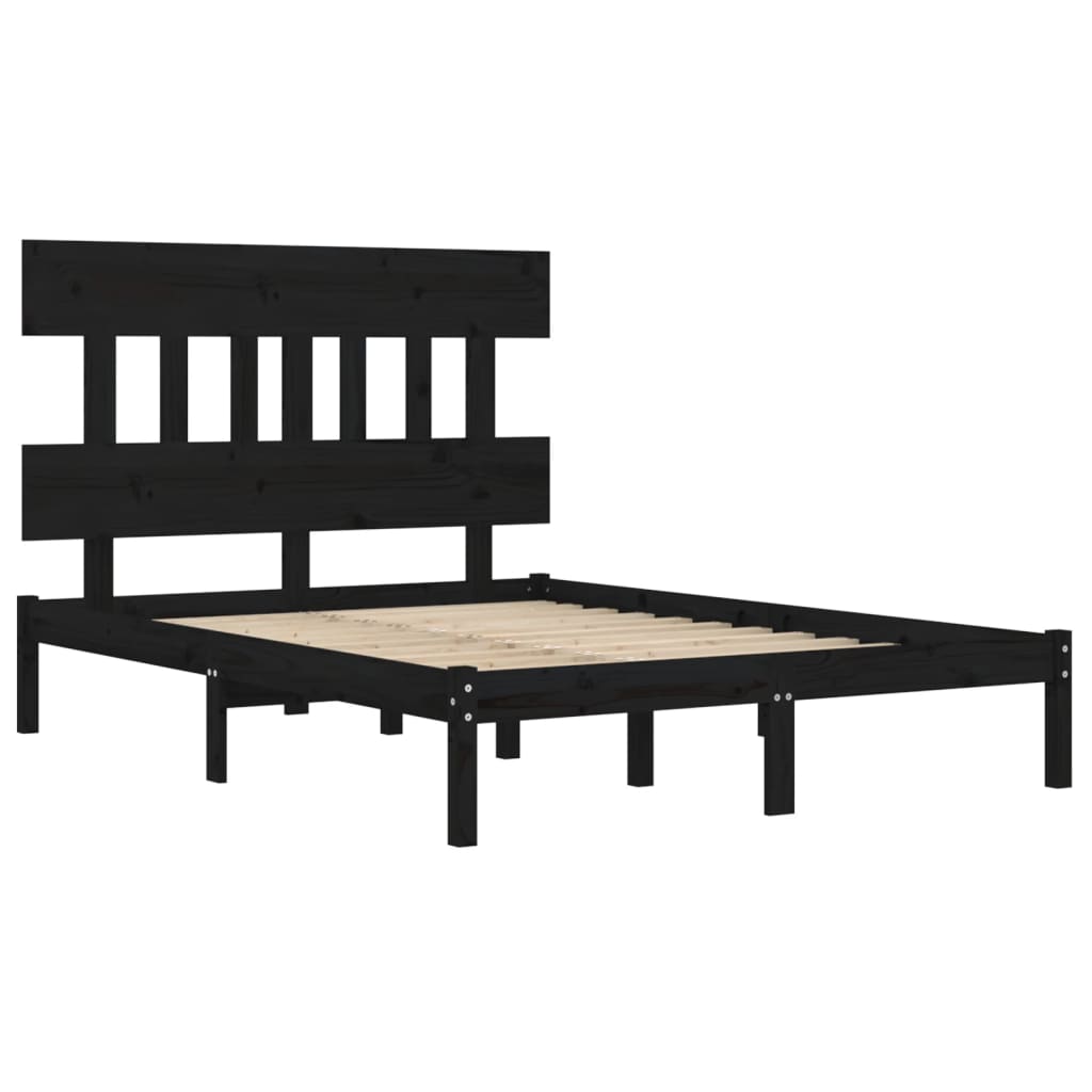 Estrutura de cama 140x190 cm madeira maciça branco