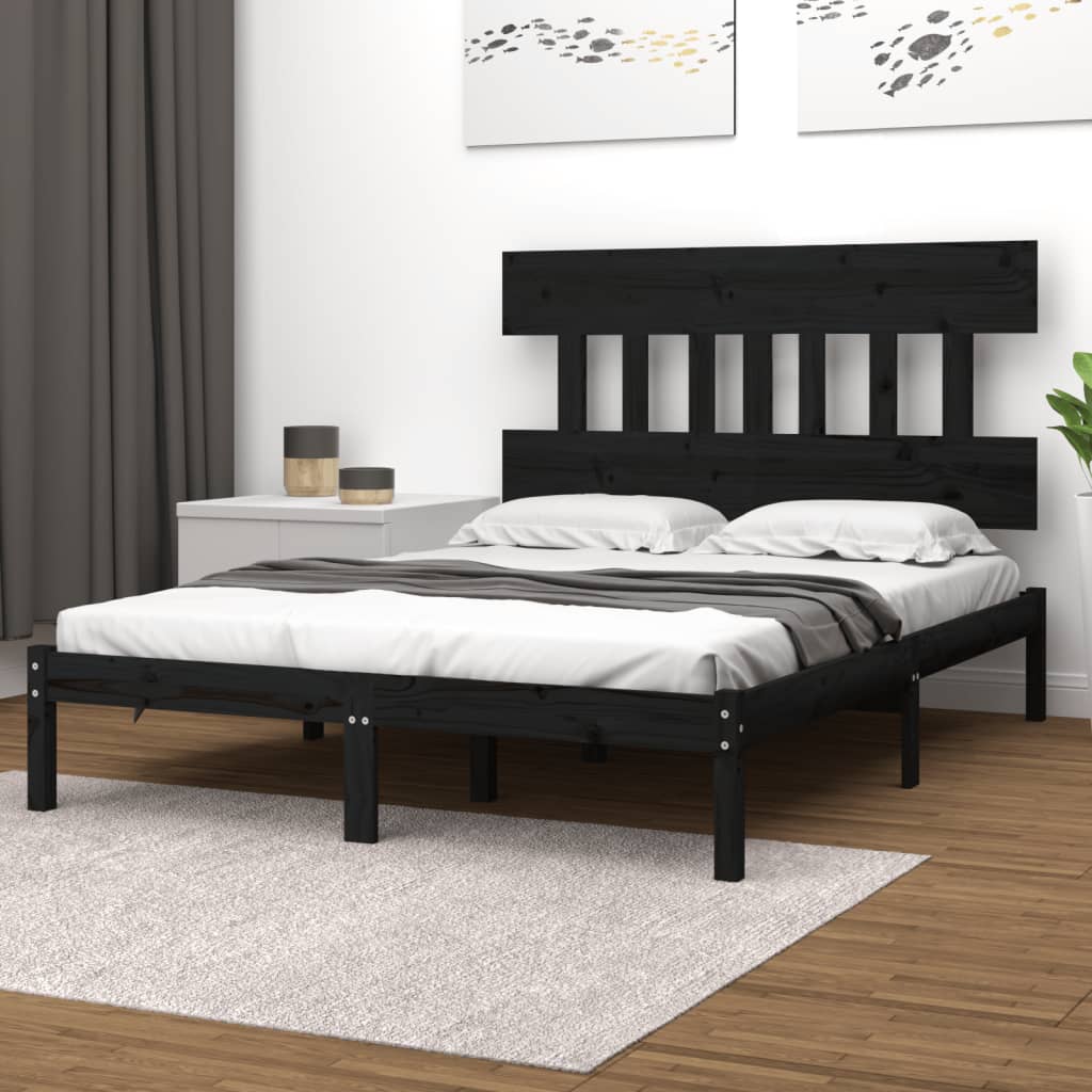 Estrutura de cama 140x190 cm madeira maciça branco