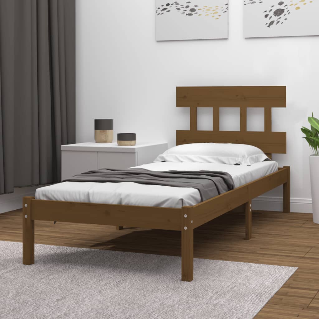Estrutura de cama 100x200 cm madeira maciça branco