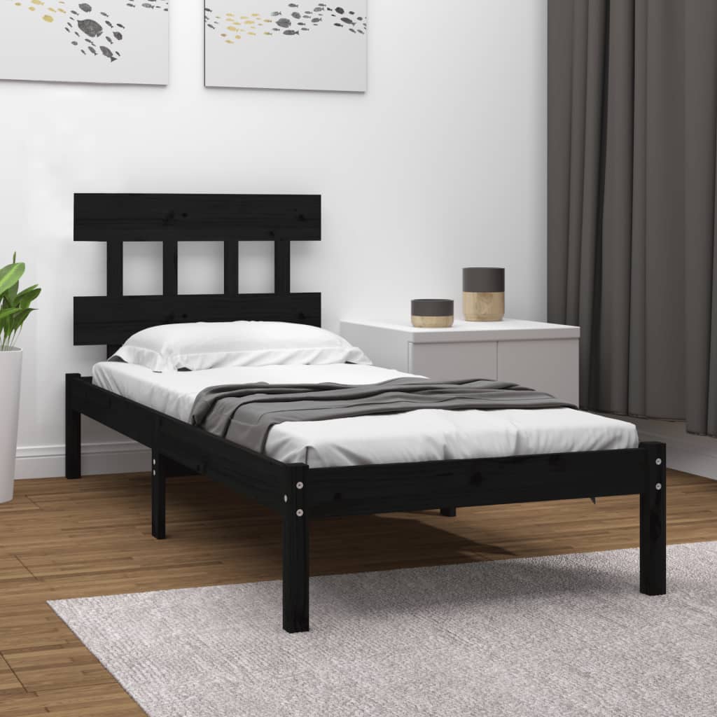 Estrutura de cama 100x200 cm madeira maciça branco