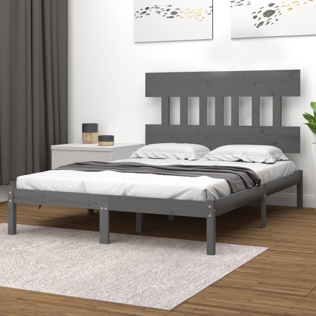 Estrutura de cama 200x200 cm madeira maciça branco