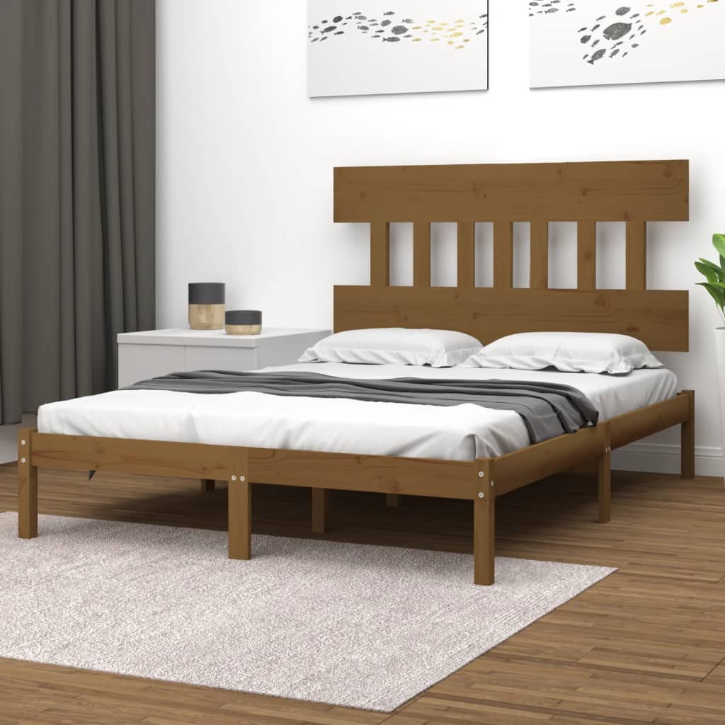 Estrutura de cama 200x200 cm madeira maciça branco