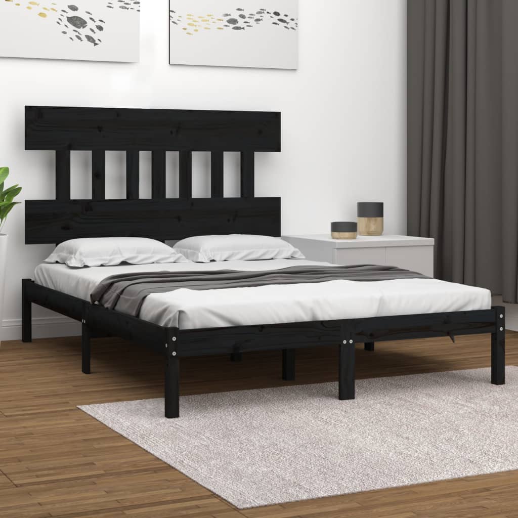 Estrutura de cama 200x200 cm madeira maciça branco