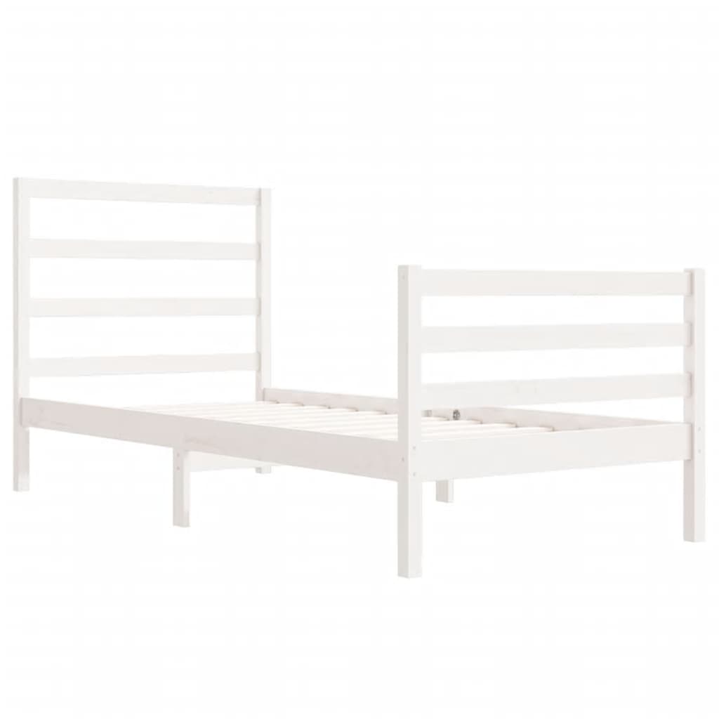 Cama sem colchão 75x190 cm madeira de pinho maciça branco