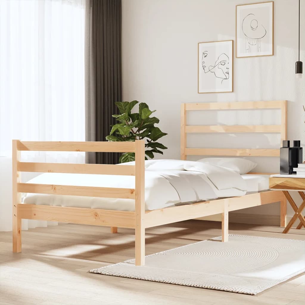 Estrutura de cama solteiro 90x190 cm pinho maciço branco