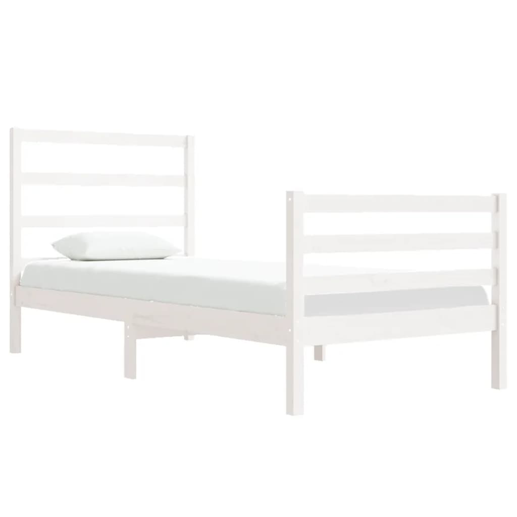 Estrutura de cama solteiro 90x190 cm pinho maciço branco